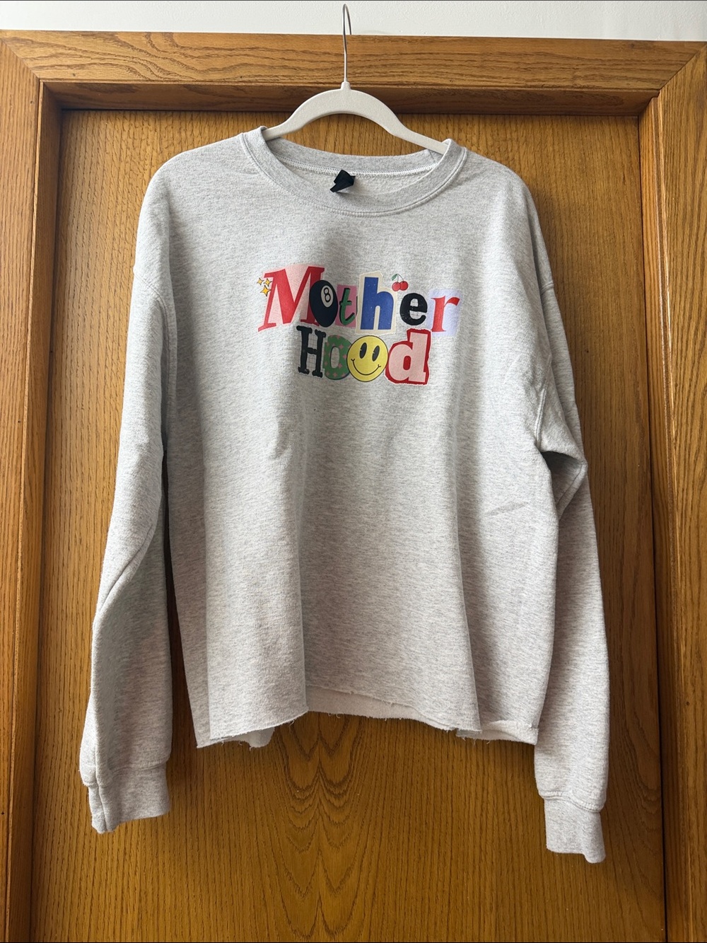 Motherhood Graphic Crewneck Sweatshirt - Light Gray